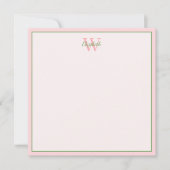 Tropische Palmen auf rosa Monogramm Mitteilungskarte (Vorderseite)