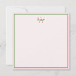 Tropische Palmen auf rosa Monogramm Mitteilungskarte