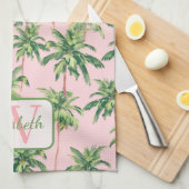 Tropische Palmen auf rosa Personalisiert Geschirrtuch (Viertel Falte)
