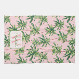 Tropische Palmen auf rosa Personalisiert Geschirrtuch