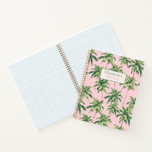 Tropische Palmen auf rosa Personalisiert Notizblock (Innenseite)