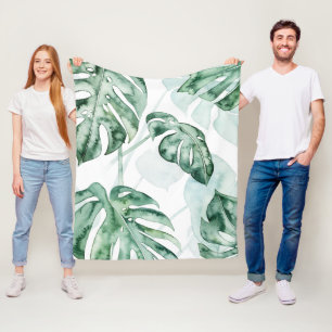 Tropische Palmen-aufgeteiltes Blatt Fleecedecke