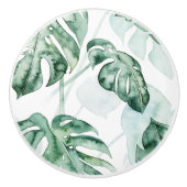 Tropische Palmen-aufgeteiltes Blatt Keramikknauf (Vorderseite)