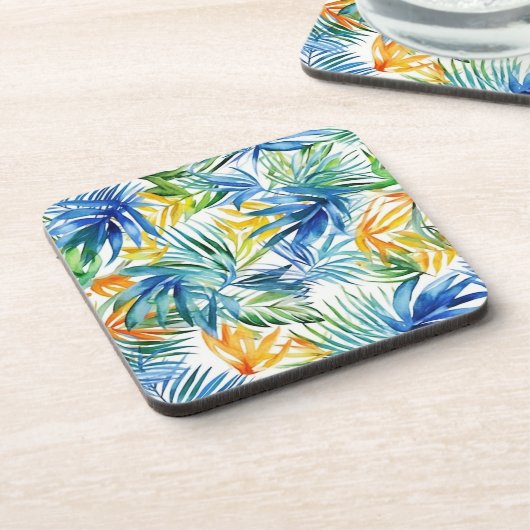 Tropische Palmen aus Kunststoff-Untersetzer Getränkeuntersetzer (Linke Seite)