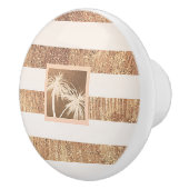 Tropische Palmen aus Kupfer und Creme Moderner Chi Keramikknauf (Rechts)