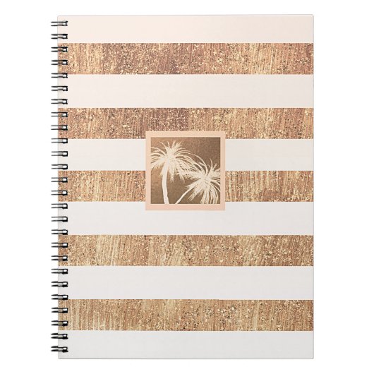Tropische Palmen aus Kupfer und Creme Moderner Chi Notizblock (Vorderseite)