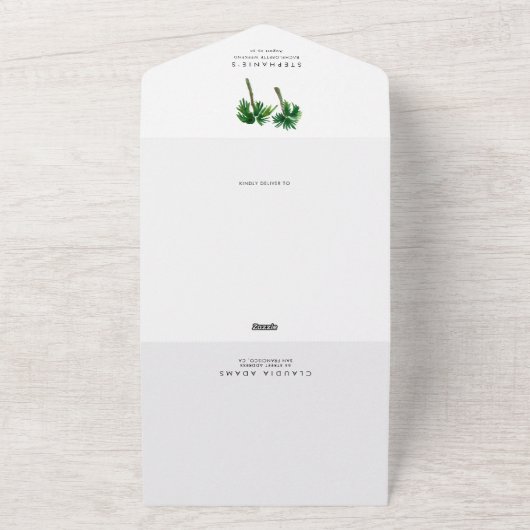 Tropische Palmen Bachelorette All In One Einladung (Außenbereich)