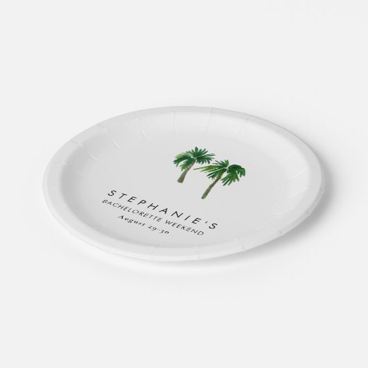Tropische Palmen Bachelorette Pappteller (Schrägansicht)