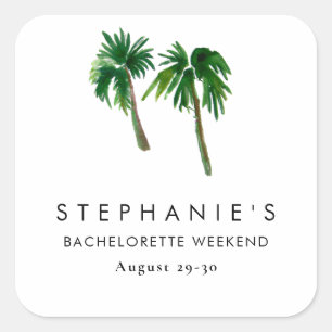 Tropische Palmen Bachelorette Quadratischer Aufkleber
