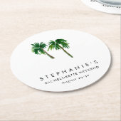 Tropische Palmen Bachelorette Runder Pappuntersetzer (Angewinkelt)