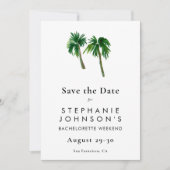 Tropische Palmen Bachelorette Save The Date (Vorderseite)