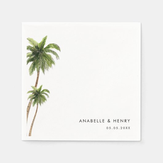 Tropische Palmen Bäume Exotische Minimalistische H Serviette (Vorderseite)