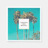 Tropische Palmen Bäume Retro Vibe Geburtstag Serviette (Vorderseite)
