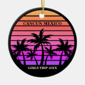 Tropische Palmen Bäume Rosa Schwarze, benutzerdefi Keramik Ornament (Vorne)