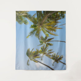 Tropische Palmen Bäume von unten Blick Strandhaus Wandteppich