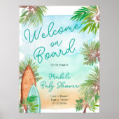 Tropische Palmen Beachbaby an Bord der Dusche Poster (Vorne)