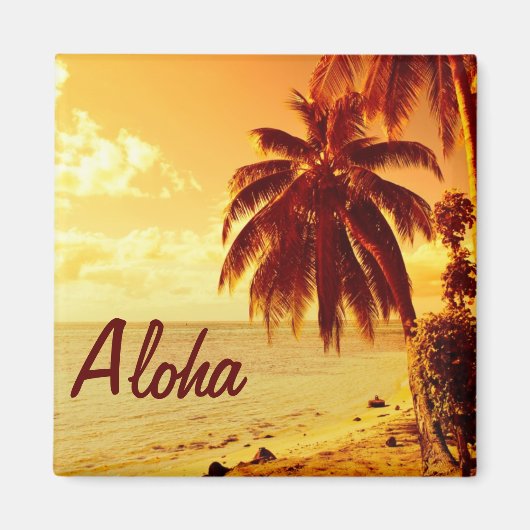 Tropische Palmen bei Sonnenuntergang Aloha Magnet (Vorne)