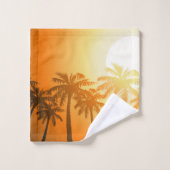 Tropische Palmen bei Sonnenuntergang Badhandtuch Set (Waschlappen)