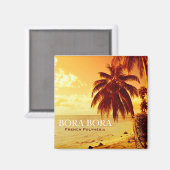 Tropische Palmen bei Sonnenuntergang Bora Bora Mag Magnet (Vorderseite/Rückseite)