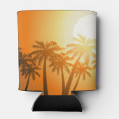 Tropische Palmen bei Sonnenuntergang Dosenkühler (Rückseite)