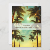Tropische Palmen bei Sonnenuntergang Einladung (Rückseite)