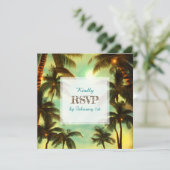 Tropische Palmen bei Sonnenuntergang Einladung (Stehend Vorderseite)