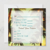 Tropische Palmen bei Sonnenuntergang Einladung (Rückseite)