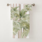 Tropische Palmen, Beige Streifen Beach House Badhandtuch Set (Insitu)