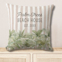 Tropische Palmen, Beige Streifen Beach House