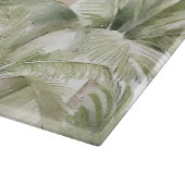 Tropische Palmen, Beige Streifen Beach House Schneidebrett (Ecke)