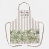 Tropische Palmen, Beige Streifen Beach House Schürze (Vorderseite)