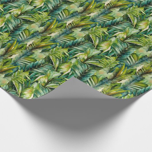 Tropische Palmen-Blätter für Grüne und Aquamarine Geschenkpapier (Ecke)