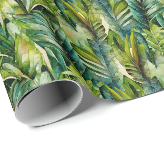 Tropische Palmen-Blätter für Grüne und Aquamarine Geschenkpapier (Rolleneckpunkt)