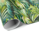 Tropische Palmen-Blätter für Grüne und Aquamarine  Geschenkpapier (Rolleneckpunkt)