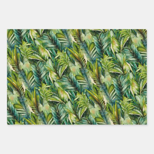 Tropische Palmen-Blätter für Grüne und Aquamarine  Geschenkpapier Set (Vorderseite 3)