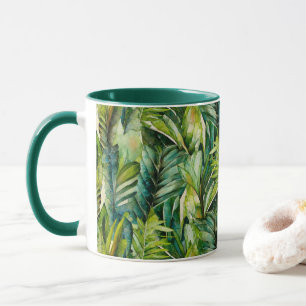 Tropische Palmen-Blätter für Grüne und Aquamarine Tasse