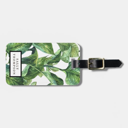 Tropische Palmen Blätter Gepäckmarke Gepäckanhänger (Vorderseite horizontal)