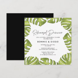 Tropische Palmen Blätter Hochzeit Probe Dinner Einladung