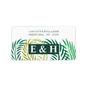 Tropische Palmen-Blätter, Hochzeiten am Strand Adressaufkleber (Vorne)