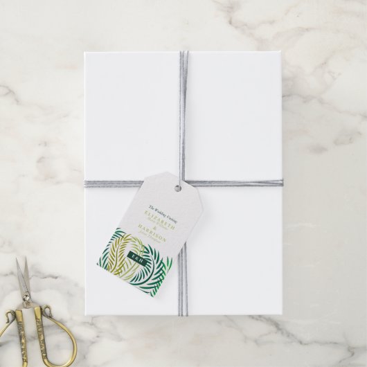 Tropische Palmen-Blätter, Hochzeiten am Strand Geschenkanhänger (Mit Garn)