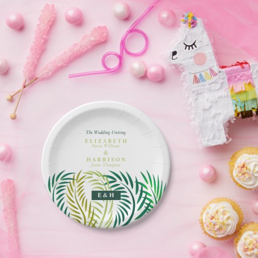 Tropische Palmen-Blätter, Hochzeiten am Strand Pappteller (Party)