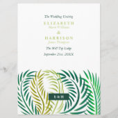 Tropische Palmen-Blätter, Hochzeiten am Strand Programm (Vorderseite)