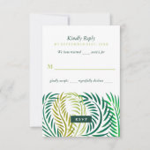 Tropische Palmen-Blätter, Hochzeiten am Strand RSVP Karte (Vorderseite)