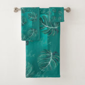 Tropische Palmen Blätter moderne aquamarine Aloha- Badhandtuch Set (Insitu)