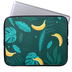 Tropische Palmen Blätter Nahtlose Muster. Bananens Laptopschutzhülle