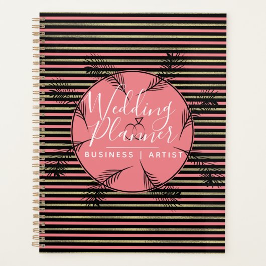 Tropische Palmen Blätter Ring Foil Streifen Hochze Planer (Vorderseite)