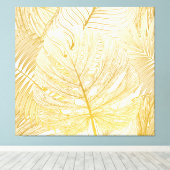 Tropische Palmen Blätter: Vintages Muster. Leinwanddruck (Insitu (Holzboden))