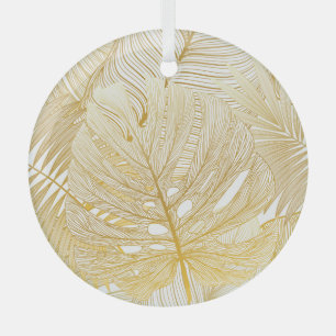 Tropische Palmen Blätter: Vintages Muster. Ornament Aus Glas