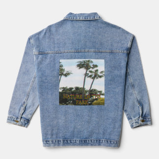 Tropische Palmen Blaublaue Himmel Stylische Sommer Jeansjacke