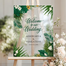 Tropische Palmen Botanische Farn Hochzeit Begrüßun